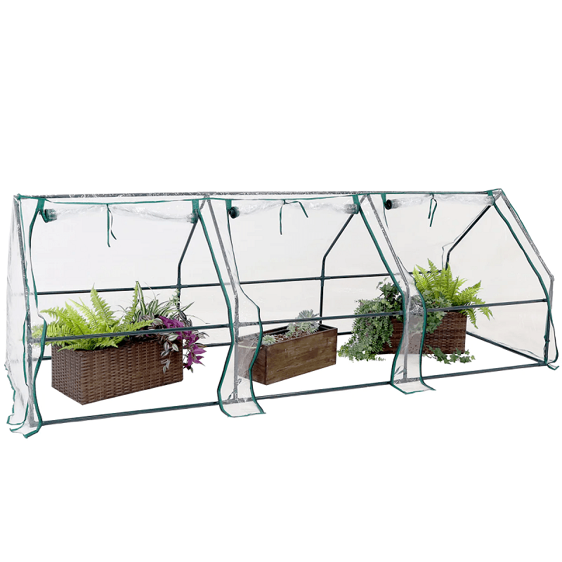 Sunnydaze Seedling Mini Cloche Greenhouse with Zippered Doors