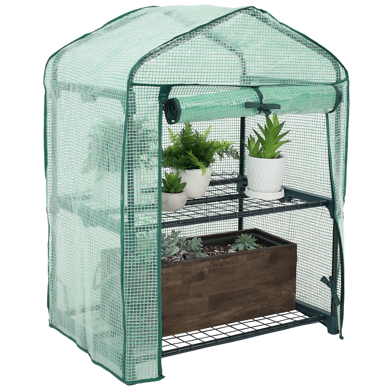 Sunnydaze Portable 2-Tier Mini Greenhouse