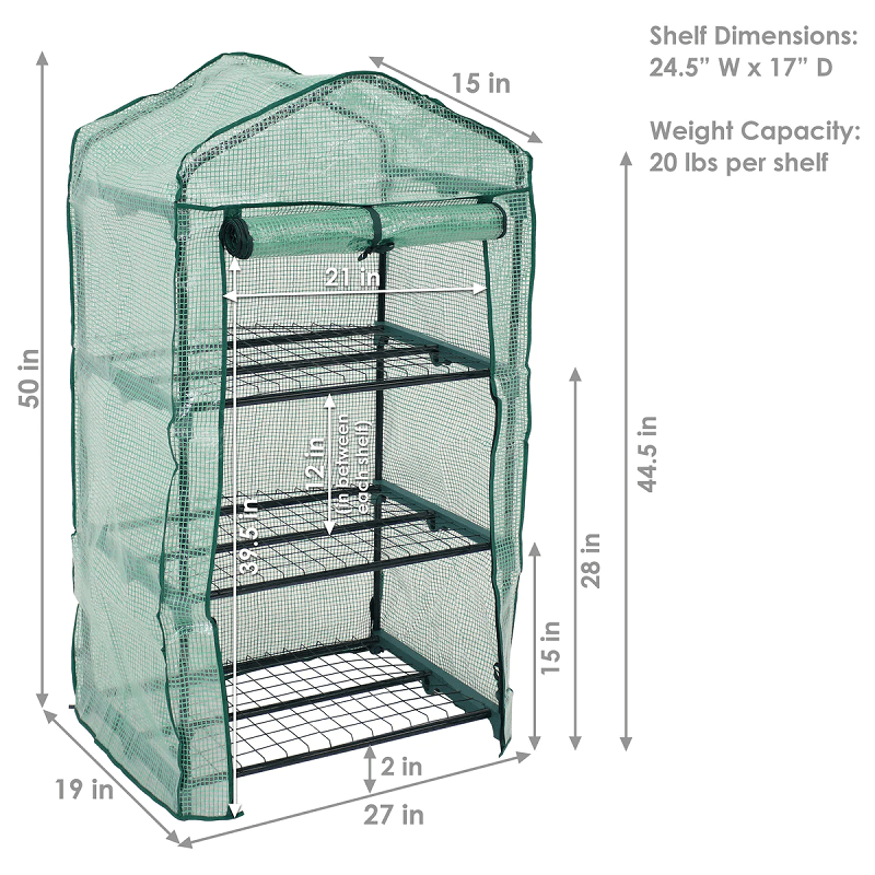 Sunnydaze Portable 3-Tier Mini Greenhouse