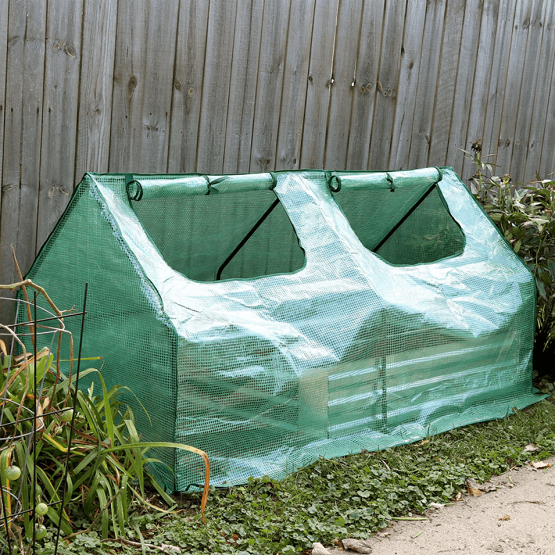 Sunnydaze Portable Mini Cloche Greenhouse with Zipper Doors