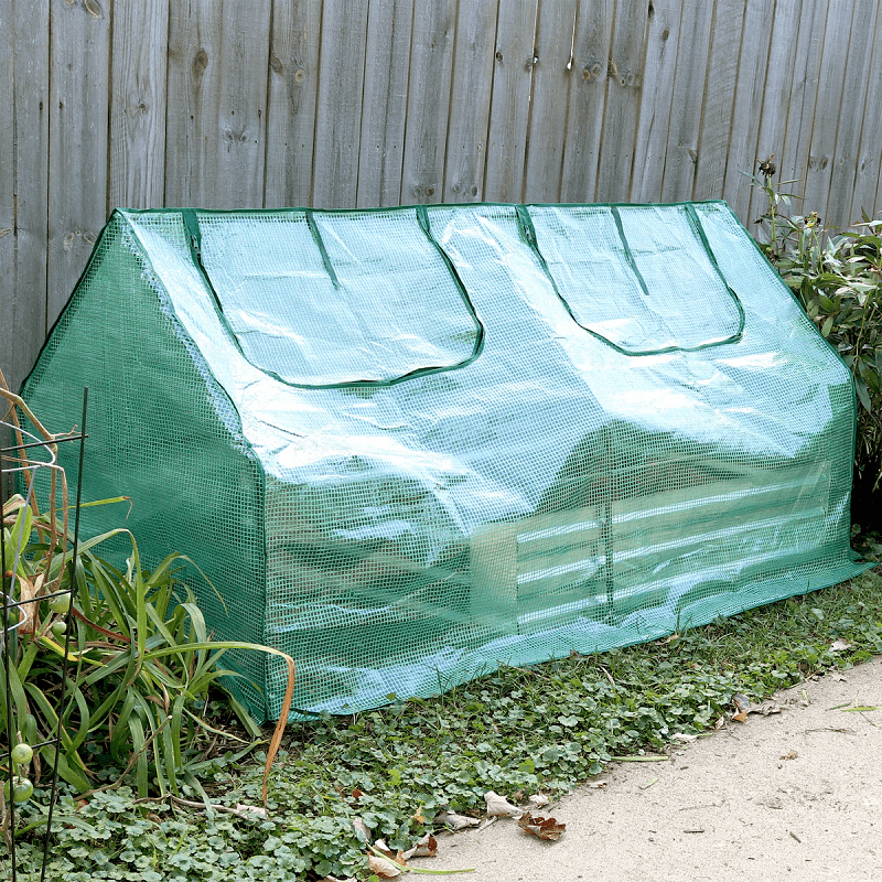 Sunnydaze Portable Mini Cloche Greenhouse with Zipper Doors