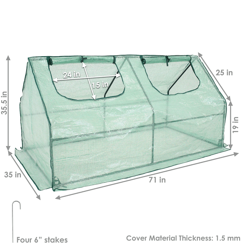 Sunnydaze Portable Mini Cloche Greenhouse with Zipper Doors