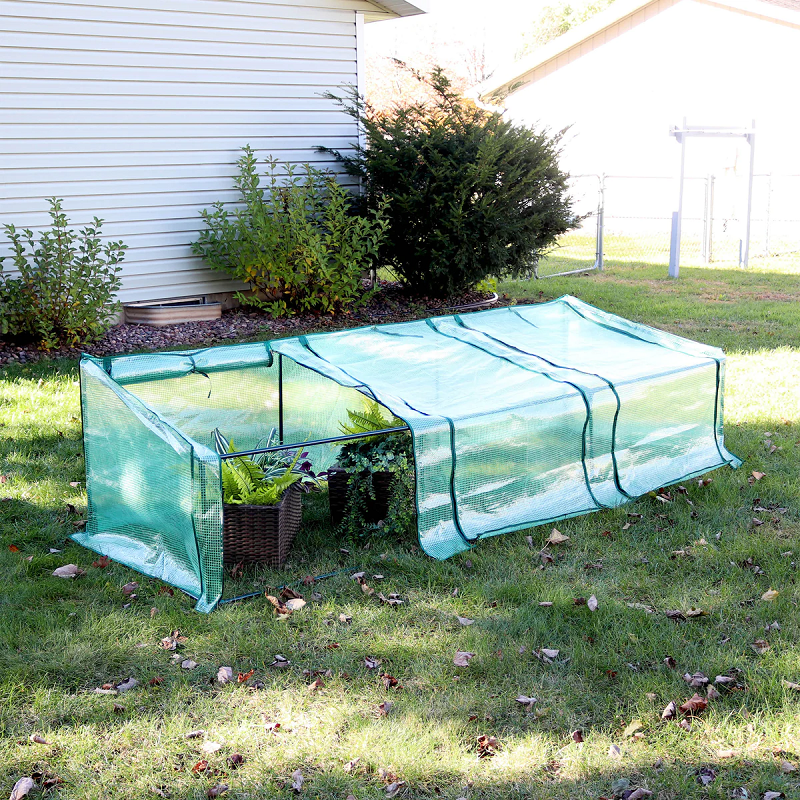 Sunnydaze Slanted Mini Cloche Greenhouse with Zippered Doors