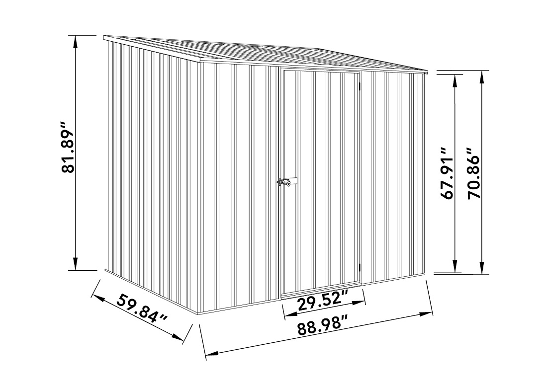 Absco  7.5 x 5 Foot Woodland Gray Single Door Space Saver Metal Garden Shed