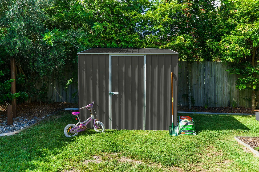 Absco  7.5 x 5 Foot Woodland Gray Single Door Space Saver Metal Garden Shed