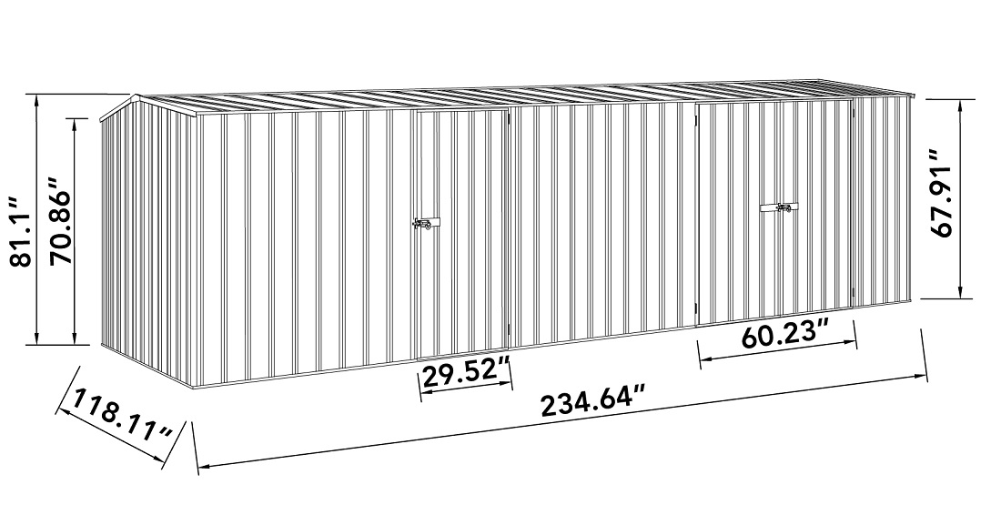 Absco 20 x 10 Foot Woodland Gray Workshop Metal Shed