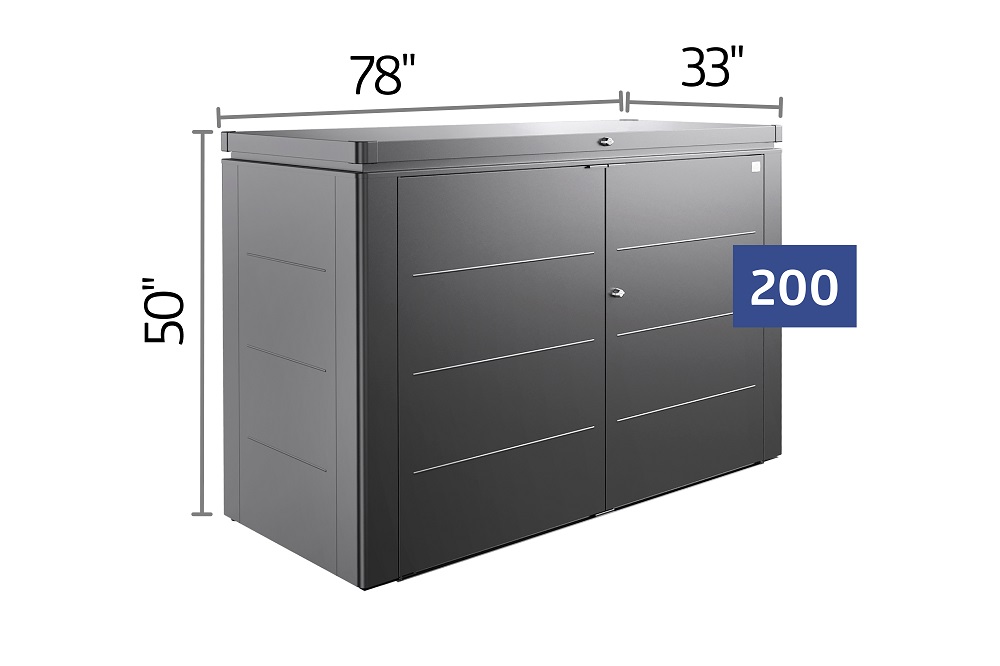 Biohort 78 Inch HighBoard 200 Metal Outdoor Storage Cabinet - Dark Grey