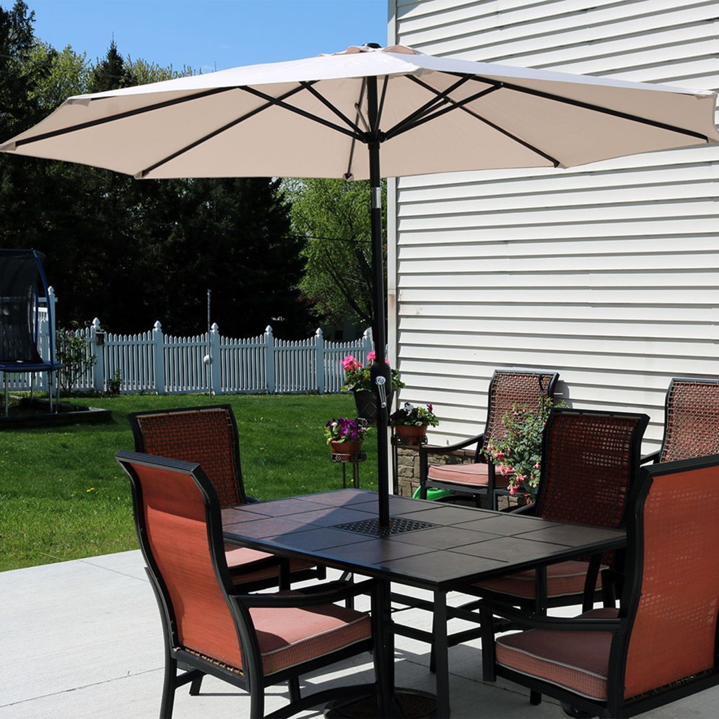 Sunnydaze 9 Foot Aluminum Tilt and Crank Patio Umbrella