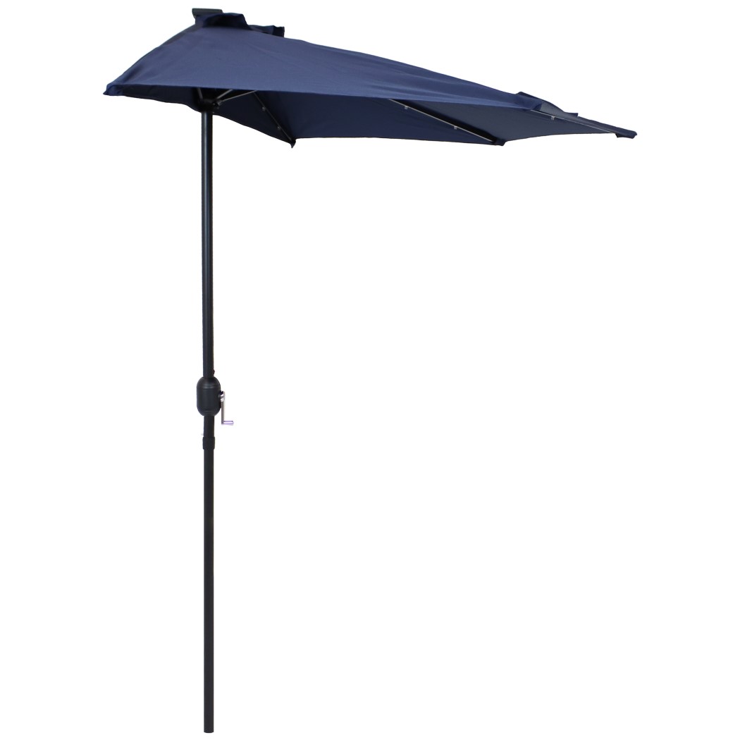 Sunnydaze 9 Foot Solar LED Outdoor Half Patio Umbrella