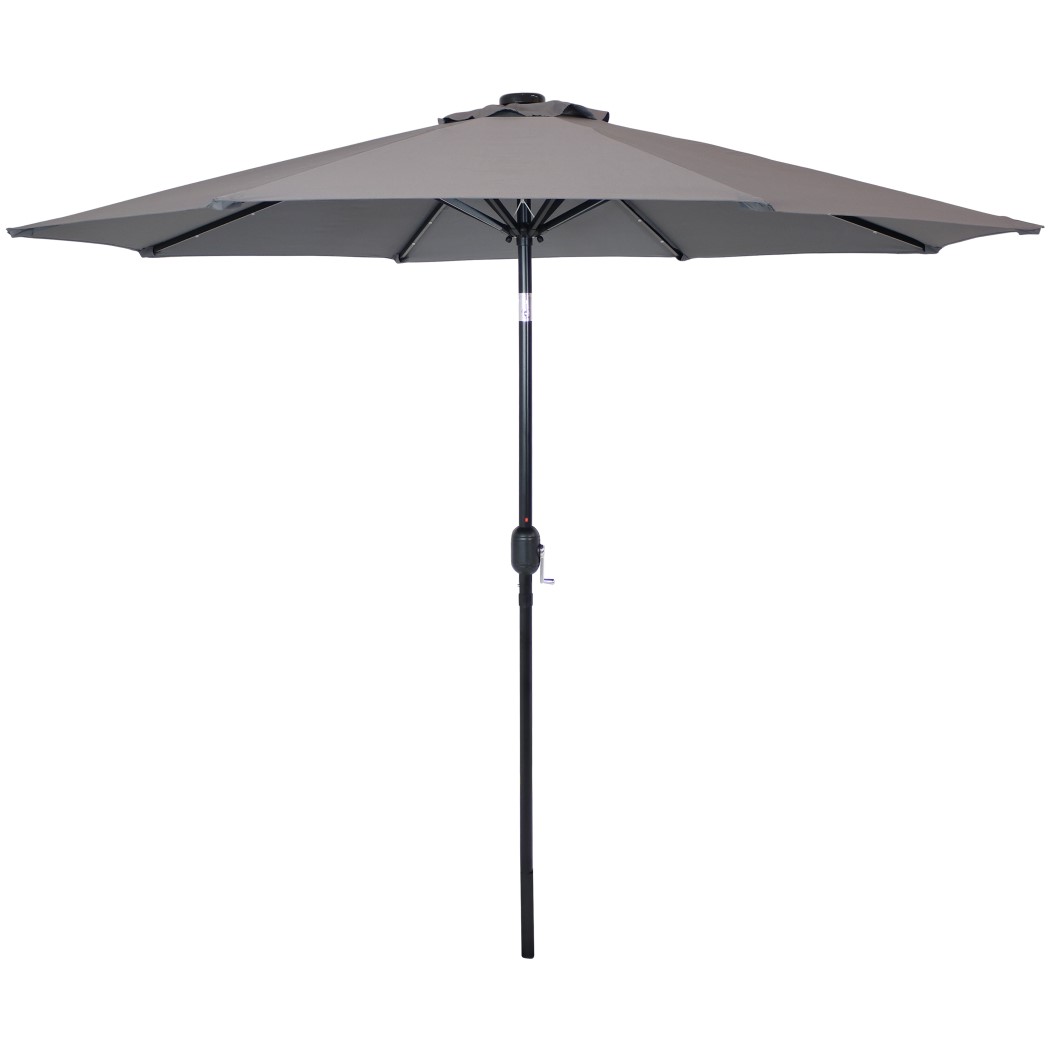Sunnydaze 9 Foot Solar LED Tilt and Crank Outdoor Patio Umbrella