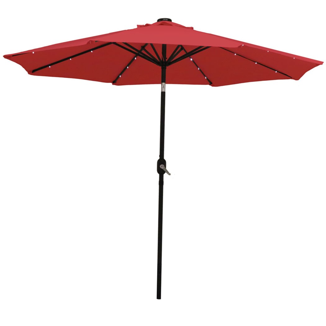 Sunnydaze 9 Foot Solar LED Tilt and Crank Outdoor Patio Umbrella