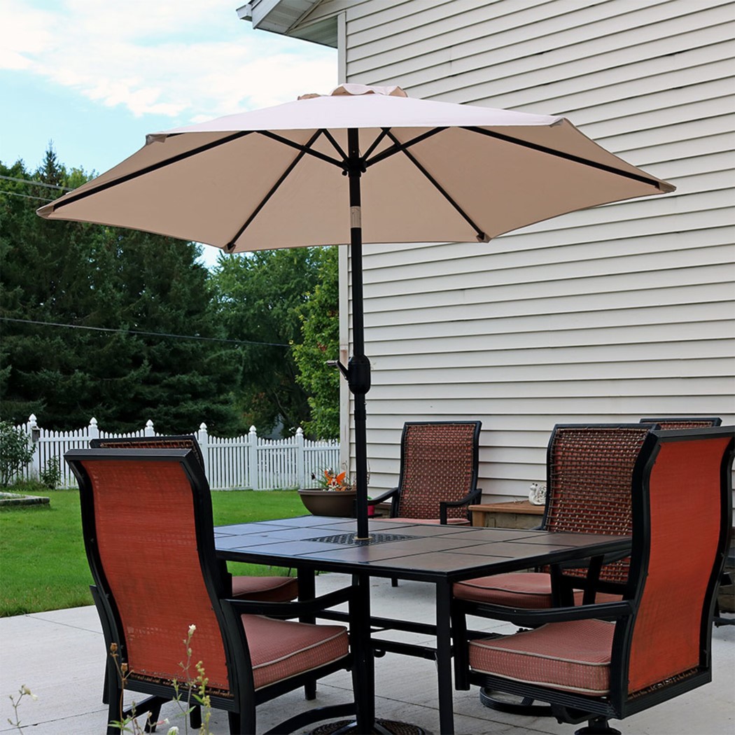 Sunnydaze 7 1/2 Foot Aluminum Tilt and Crank Patio Umbrella