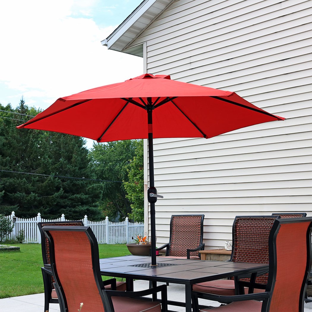 Sunnydaze 7 1/2 Foot Aluminum Tilt and Crank Patio Umbrella