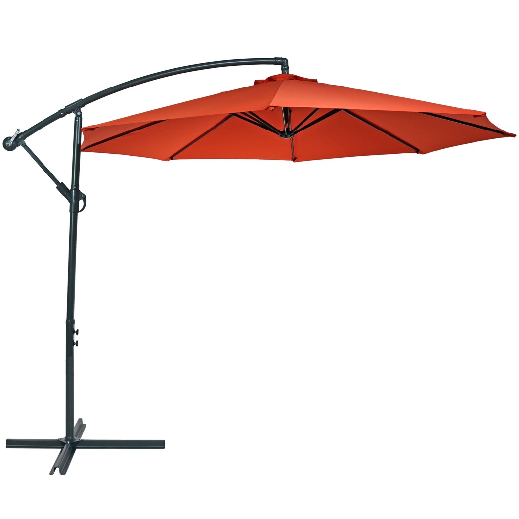 Sunnydaze 10 Foot Steel Offset Patio Umbrella with Cantilever