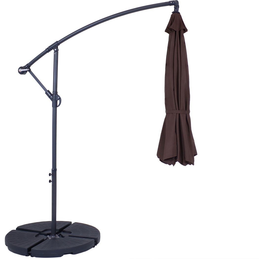 Sunnydaze 10 Foot Steel Offset Patio Umbrella with Cantilever