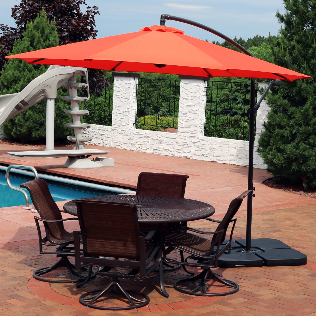 Sunnydaze 10 Foot Steel Offset Patio Umbrella with Cantilever