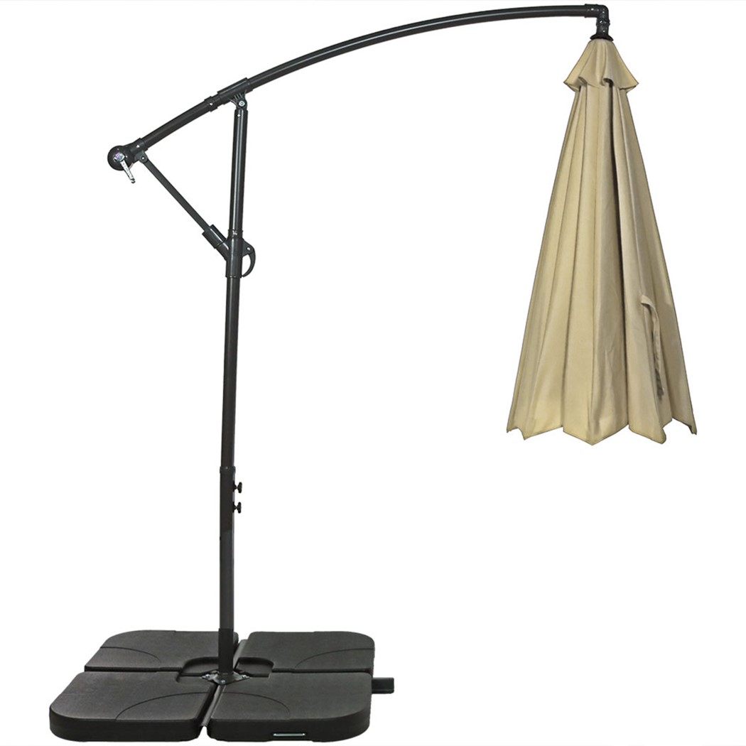 Sunnydaze 10 Foot Steel Offset Patio Umbrella with Cantilever