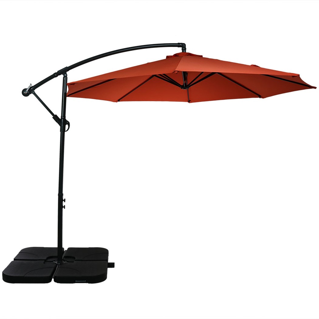 Sunnydaze Black Square Plastic Water or Sand Cantilever Umbrella Base Plates - Set of Four