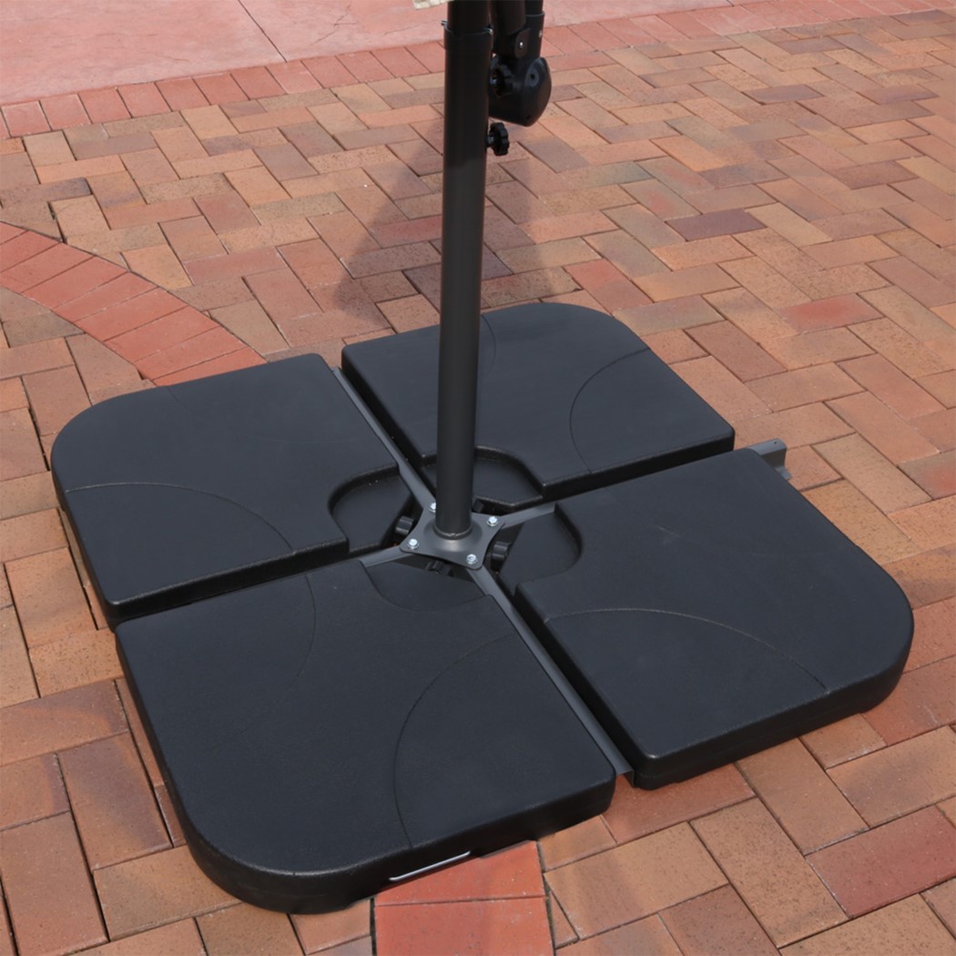 Sunnydaze Black Square Plastic Water or Sand Cantilever Umbrella Base Plates - Set of Four