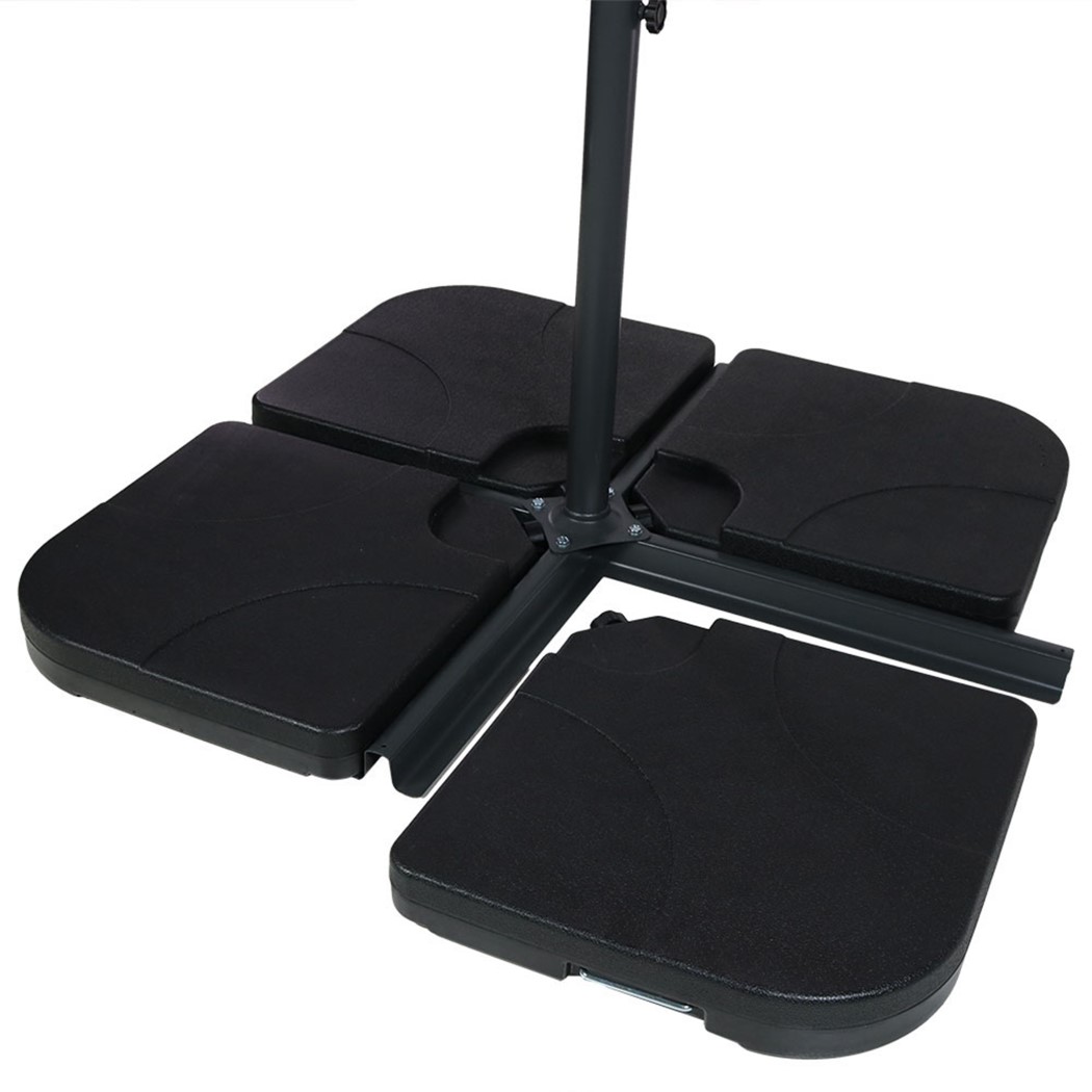 Sunnydaze Black Square Plastic Water or Sand Cantilever Umbrella Base Plates - Set of Four