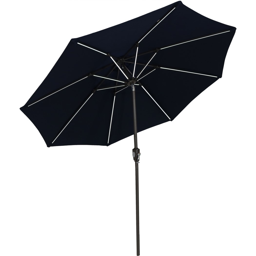 Sunnydaze 9 Foot Aluminum Sunbrella Solar LED Tilt and Crank Patio Umbrella