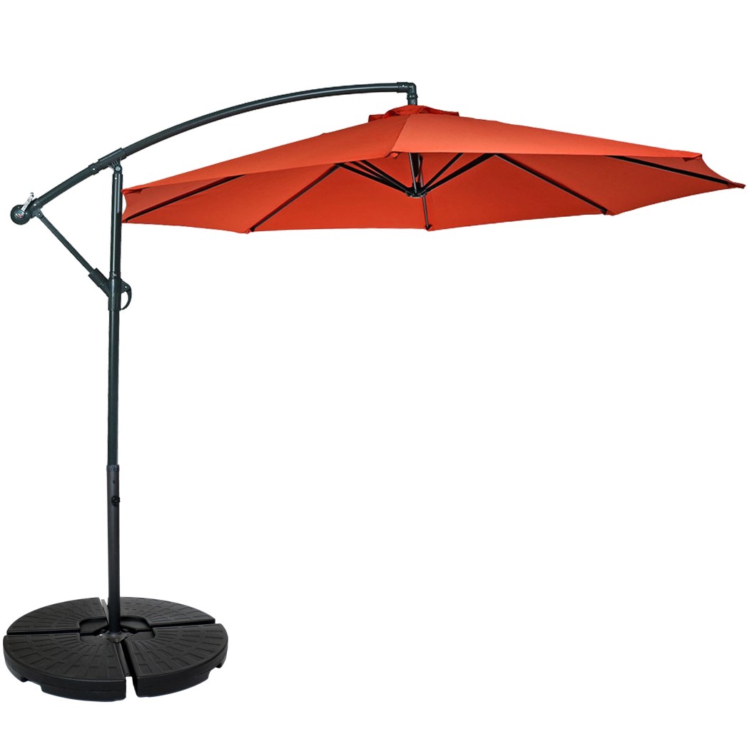 Sunnydaze Black Plastic Water or Sand Offset Cantilever Umbrella Base Plates - Set of Four