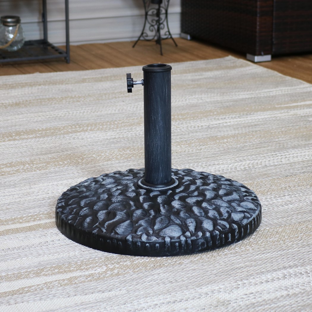 Sunnydaze 18 Inch Black Pebble Texture Resin Patio Umbrella Base