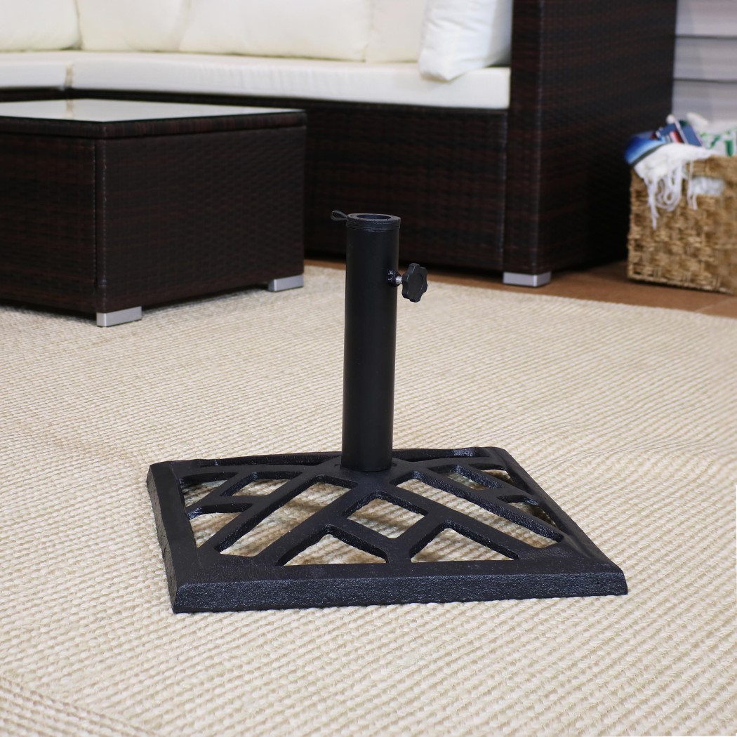 Sunnydaze 17 Inch Black Cast Iron Modern Geometric Patio Umbrella Base