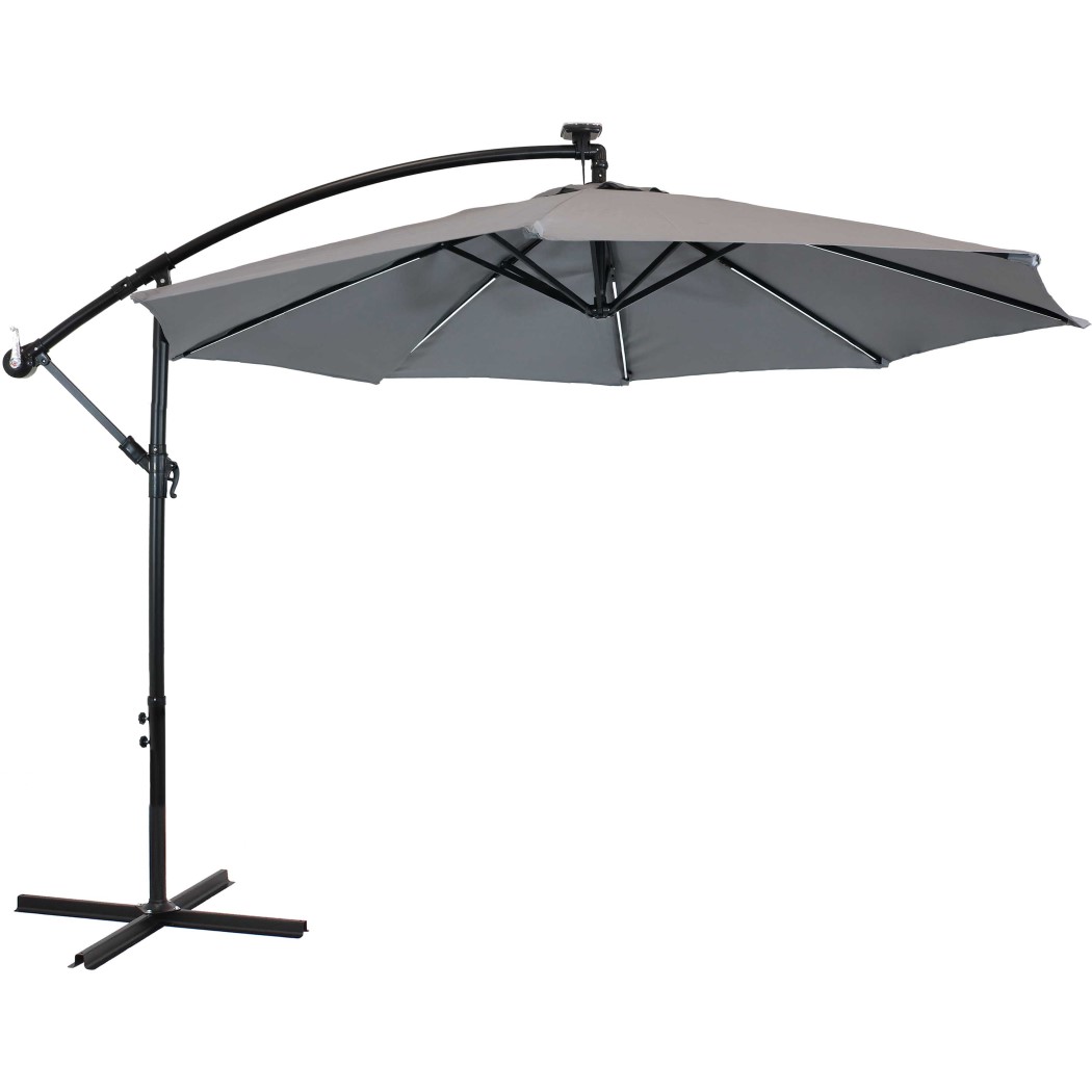 Sunnydaze 10 Foot Offset Solar LED Patio Umbrella