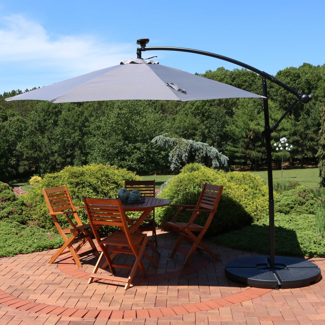 Sunnydaze 10 Foot Offset Solar LED Patio Umbrella