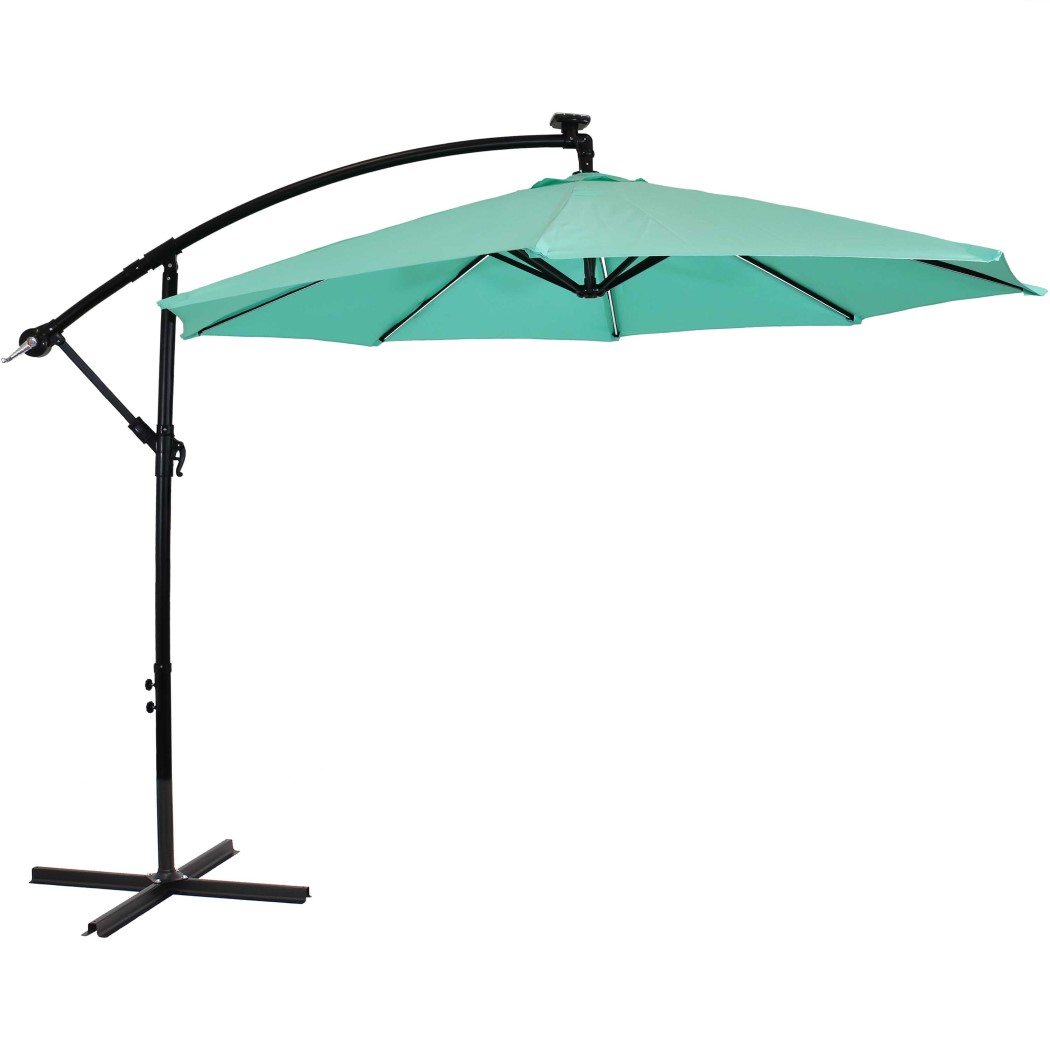 Sunnydaze 10 Foot Offset Solar LED Patio Umbrella