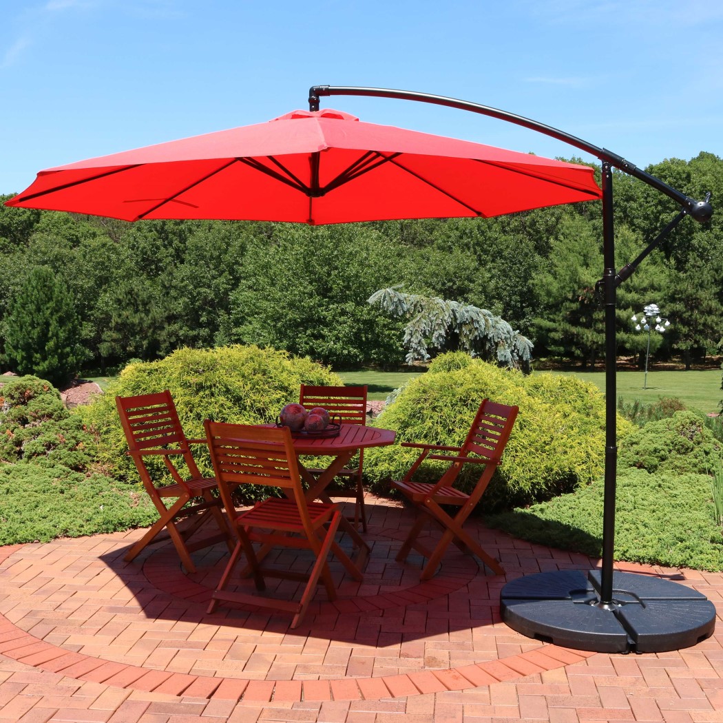 Sunnydaze 9 1/2 Foot Offset Outdoor Patio Umbrella with Crank