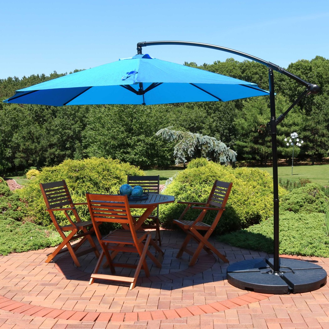 Sunnydaze 9 1/2 Foot Offset Outdoor Patio Umbrella with Crank