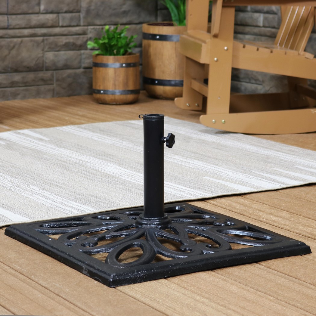 Sunnydaze 22 Inch Black Cast Imperial Geometric Umbrella Base