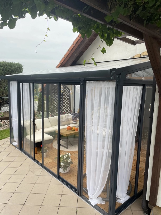 Canopia 14 x 10 Foot Sanremo Solarium Patio Kit with Screen Doors - Grey