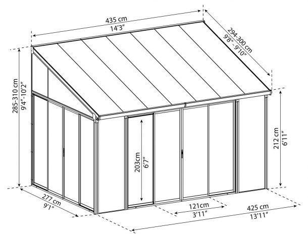 Canopia 14 x 10 Foot Sanremo Solarium Patio Kit with Screen Doors - Grey