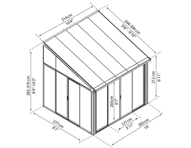 Canopia 10 x 10 Foot Sanremo Solarium Patio Kit with Screen Doors