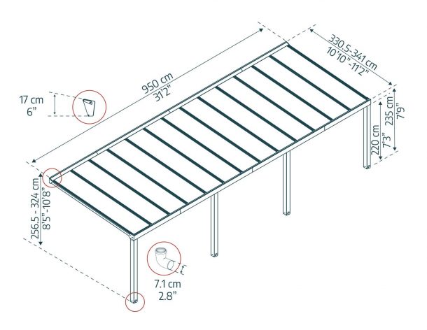 Palram - Canopia 11 x 31 Foot Stockholm Patio Cover