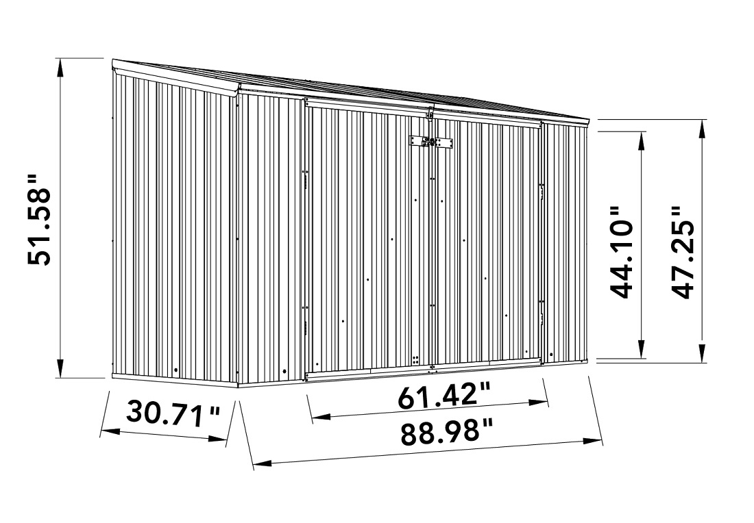 Absco 7.5 x 2.5 Foot Metal Lean-To Bike Shed