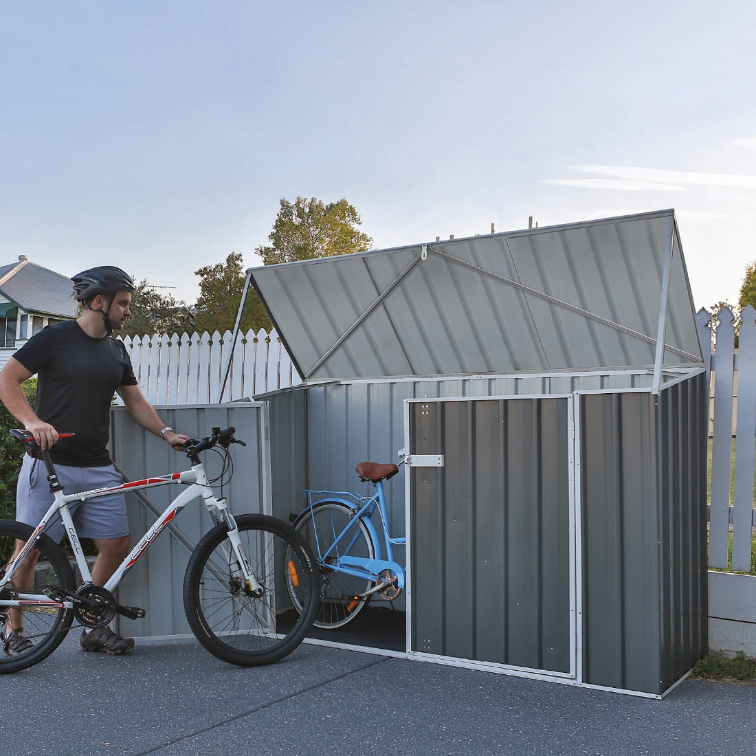 Absco 7.5 x 2.5 Foot Metal Lean-To Bike Shed