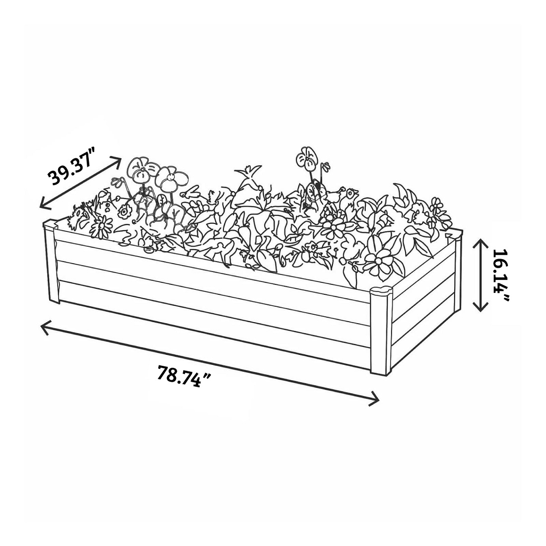 Absco The Organic Garden Co 6 x 3 Foot Rectangular Steel Raised Garden Bed