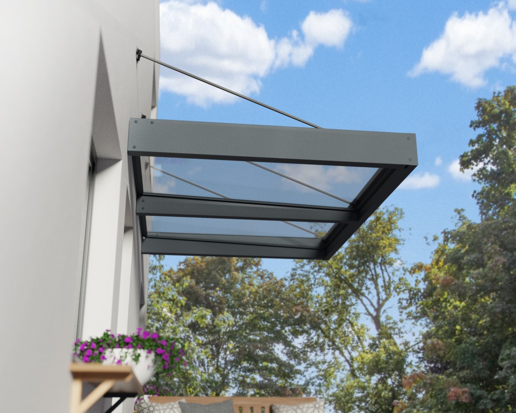 Palram - Canopia 28 x 5 Foot Grey Metal Sophia XL 9000 Awning