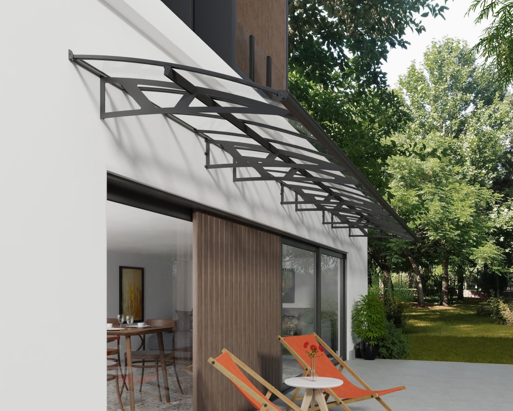 Palram - Canopia 29 x 5 Foot Black Metal Amsterdam 8920 Awning