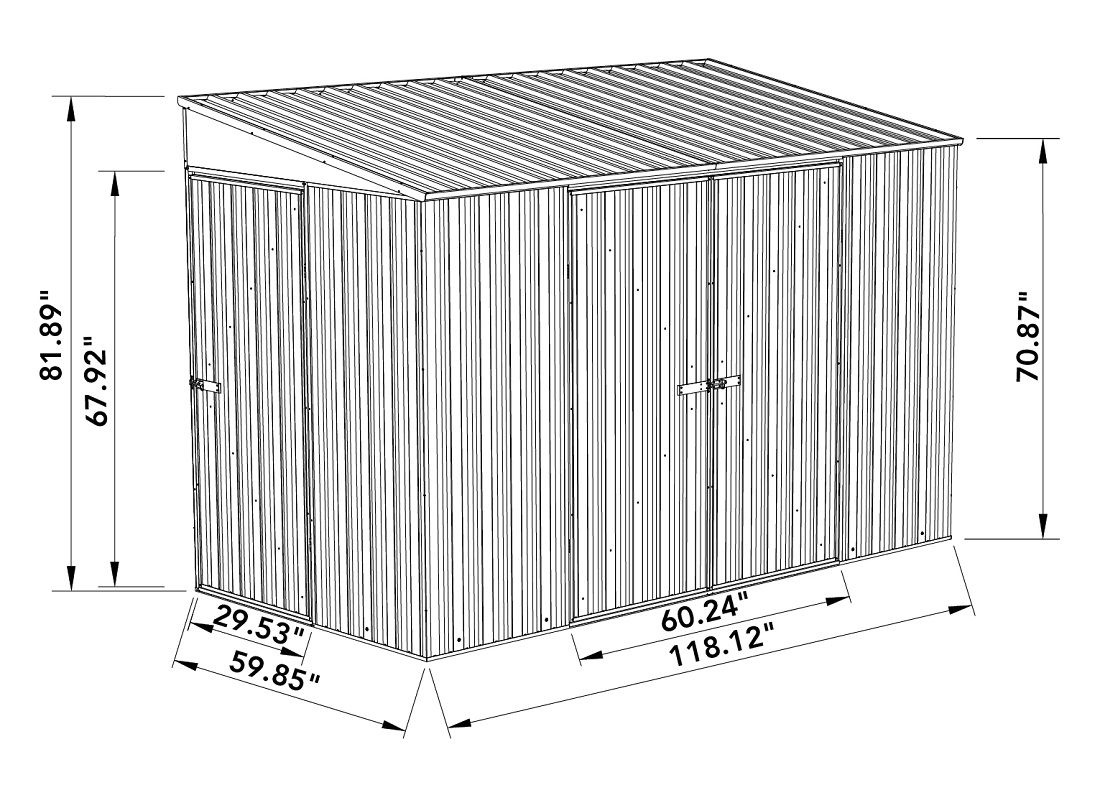 Absco 10 x 5 Foot Metal Lean To Bike Shed