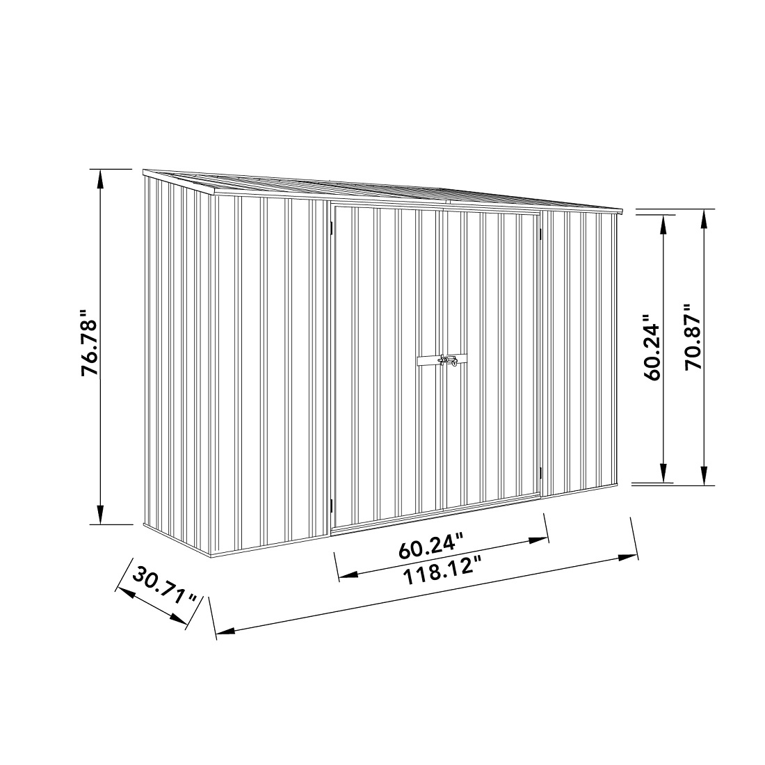 Absco Space Saver 10' x 2.5' Metal Garden Shed - Woodland Gray