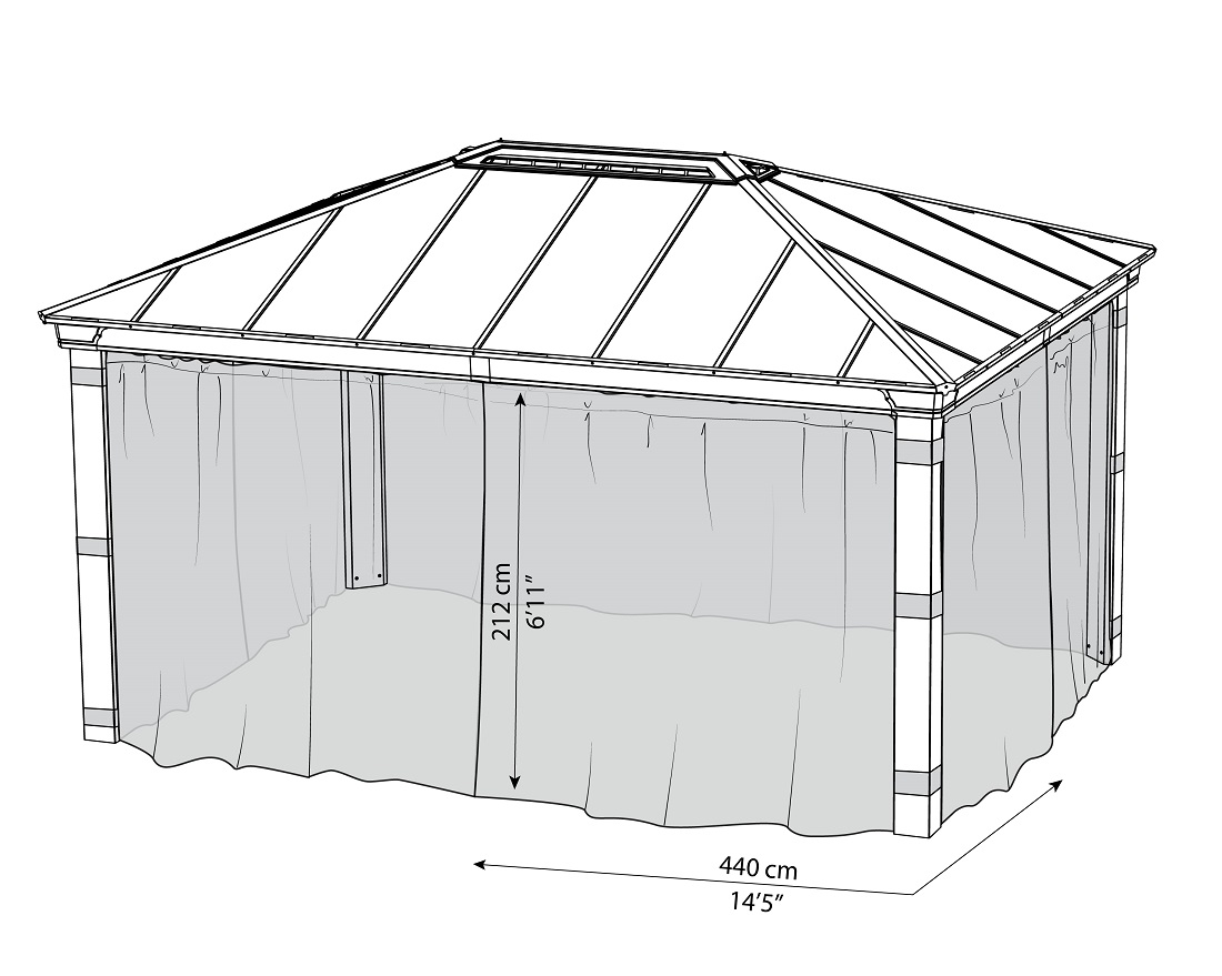 Palram - Canopia 12 x 16 Foot Netting Set for Dallas 4900 Gazebos