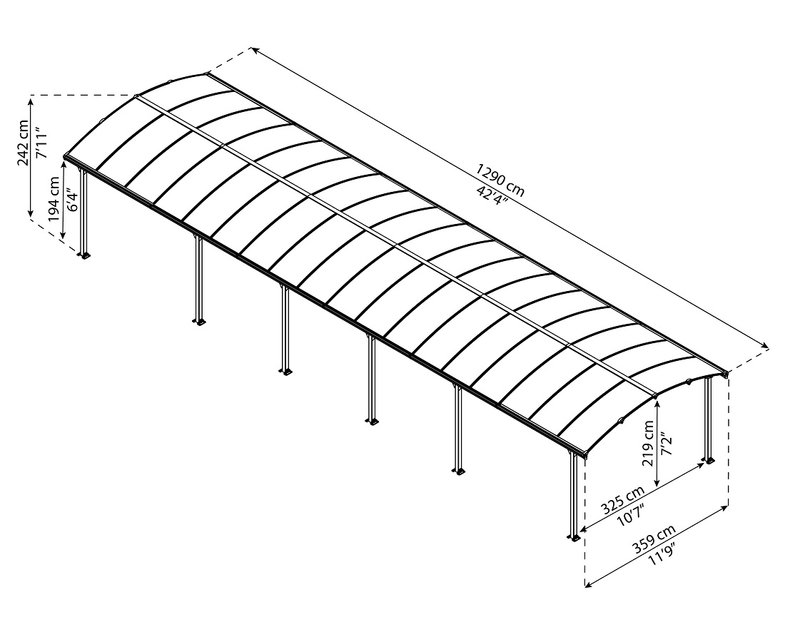 Palram - Canopia 12 x 42 Foot Arcadia 12700 Carport