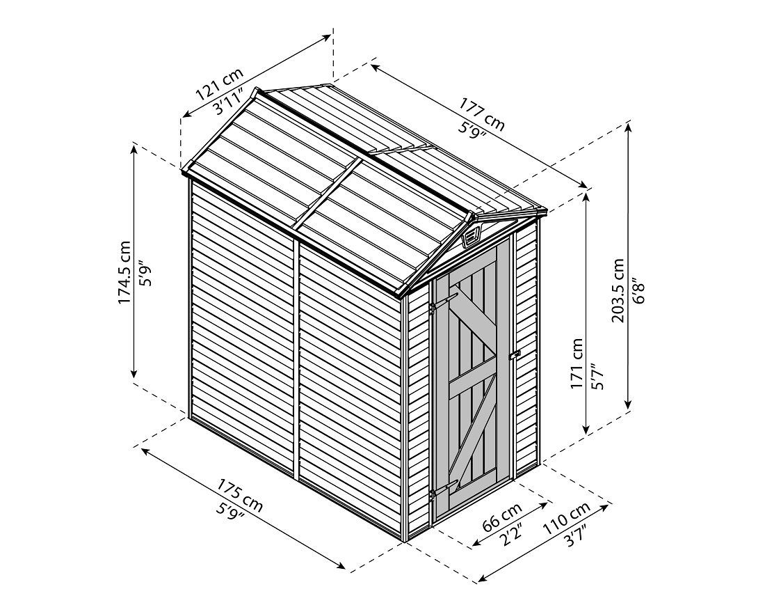 Palram - Canopia 4 x 6 Foot SkyLight Storage Shed