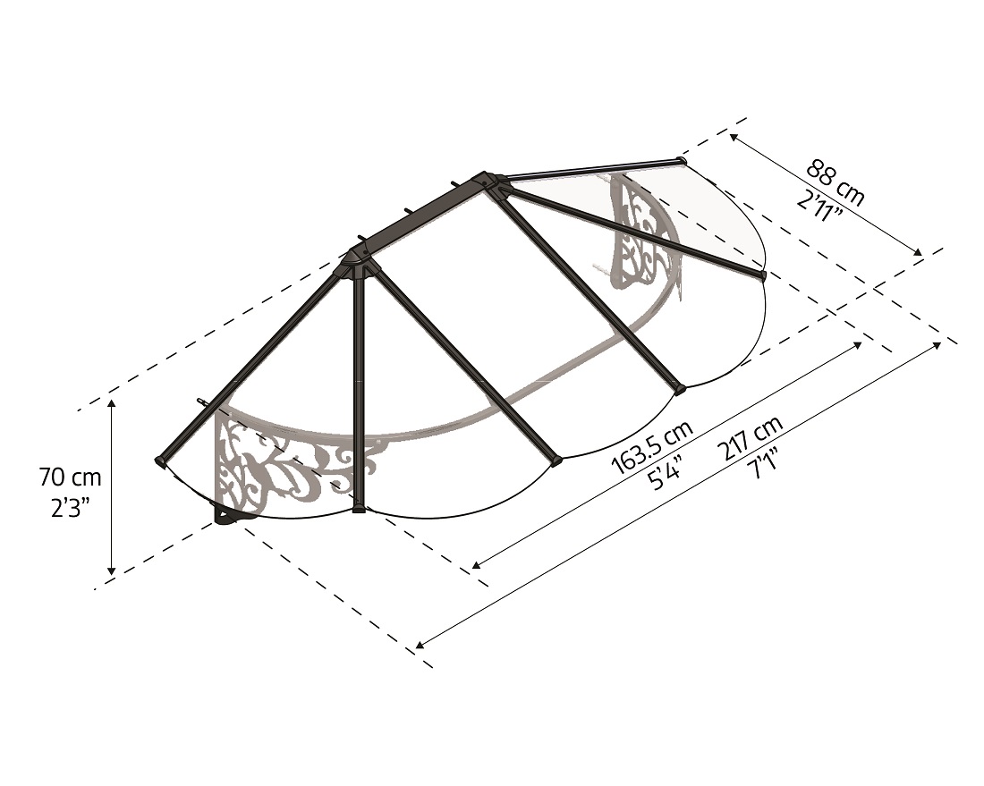 Palram - Canopia 7 x 3 Foot Lily 2130 Awning