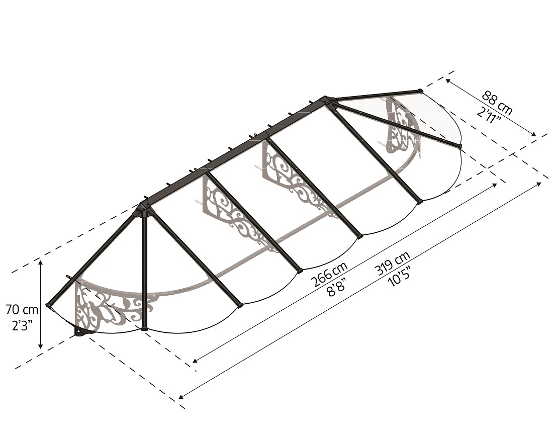 Palram - Canopia 11 x 3 Foot Lily 3154 Awning